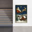 Santa In Sleigh Vintage Abstract Pine Tree Landscape Wildlife Wall Art Print-134630425