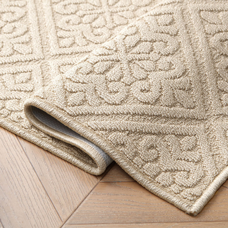Laura Ashley Austell Solid Hi-Low Tufted Rugs, Rectangle 2'2" x 3'9", Beige