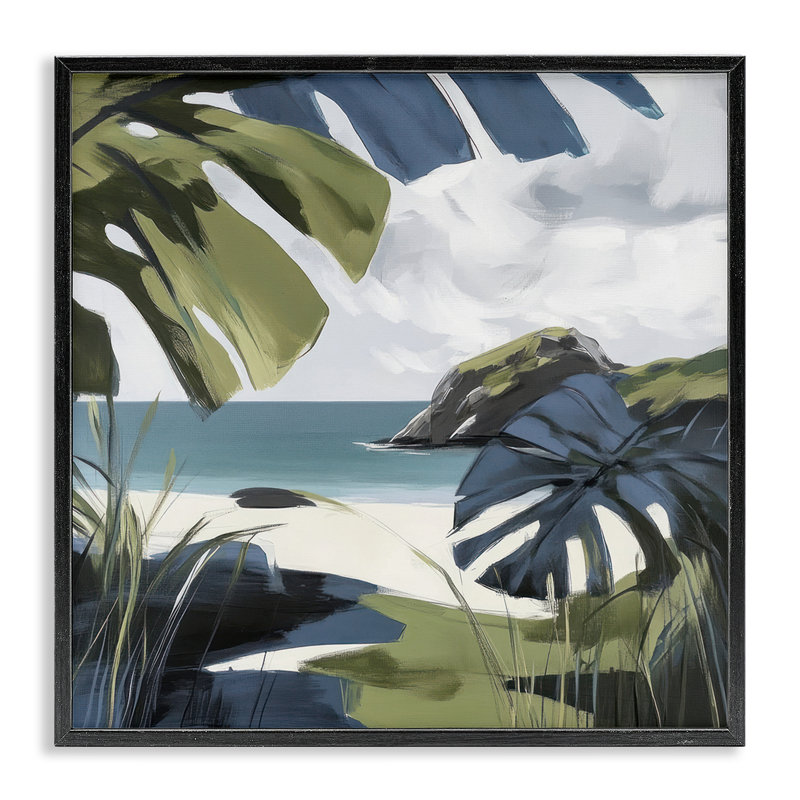 Estampe tropicale tropicale, giclée par Elara Yasna, H 12 po x l 12 po, Giclée encadrée noir minuit