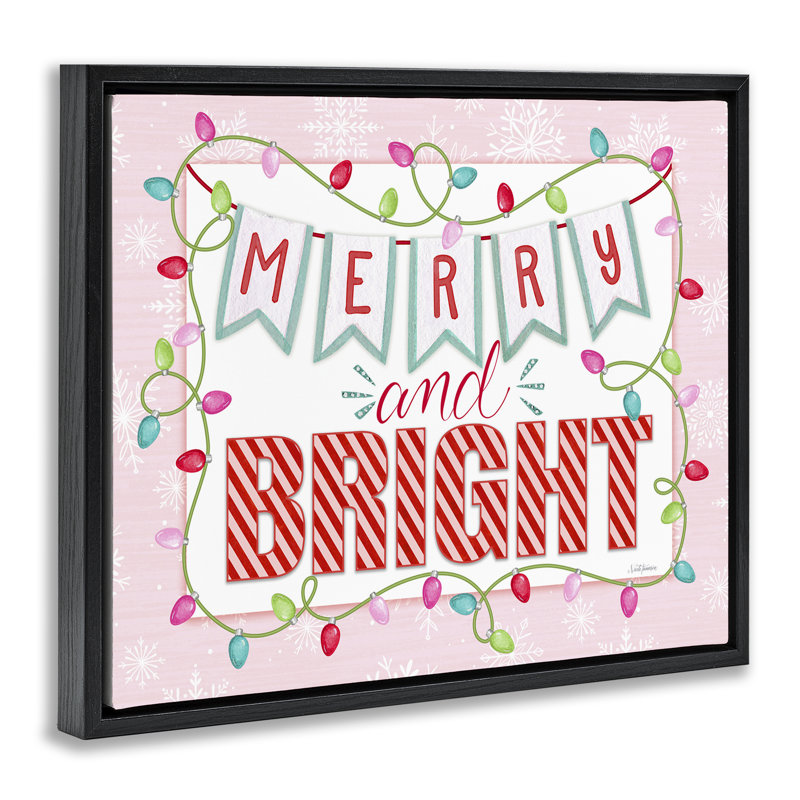 Cadre flottant rose pastel Merry & Bright, design par Nicole Tamarin, H 25 po x l 31 po, Cadre flottant noir de jais