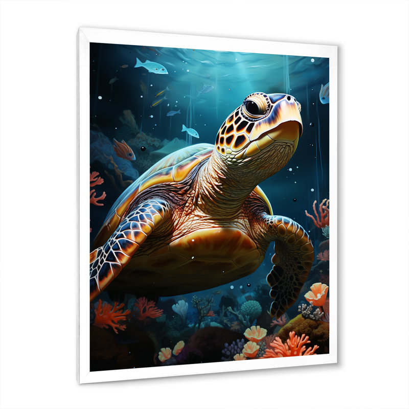 «Whimsical Ocean Explorer», reproduction sur toile, Cadre simple blanc, H 20 po x l 12 po x P 1 po