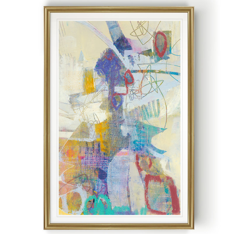 Pascal II - Matted and Framed Under Acrylic Glass, Large Living Room Wall Art, 18.5" H x 24.5" W x 1.5" D, Gold