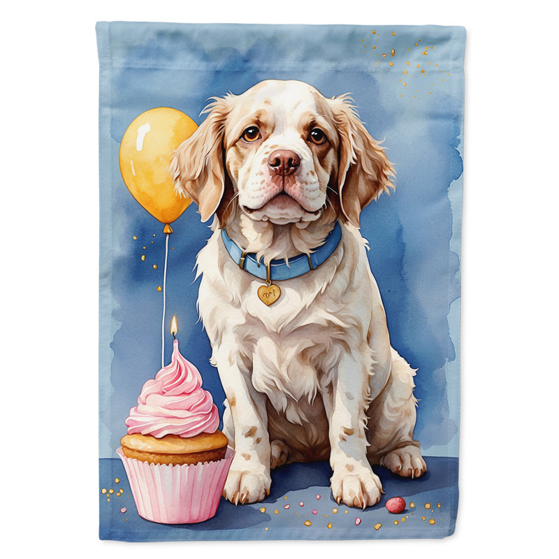 Drapeau «Happy Birthday House», Épagneul clumber