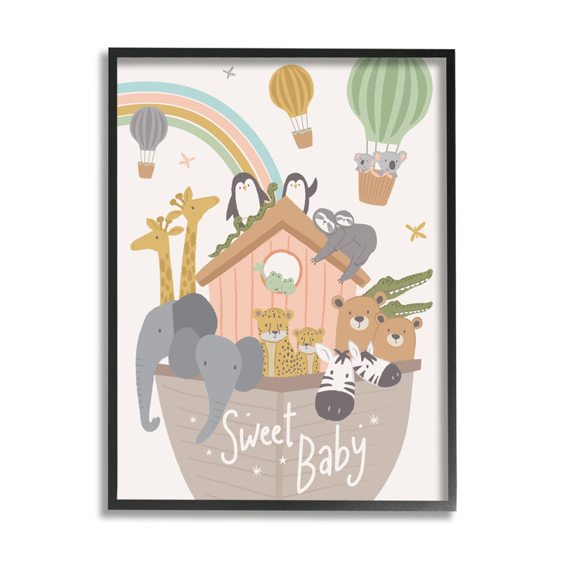 Ballons à air chaud Sweet Baby, H 14 po x l 11 po x P 1,5 po, Giclée encadrée noir minuit