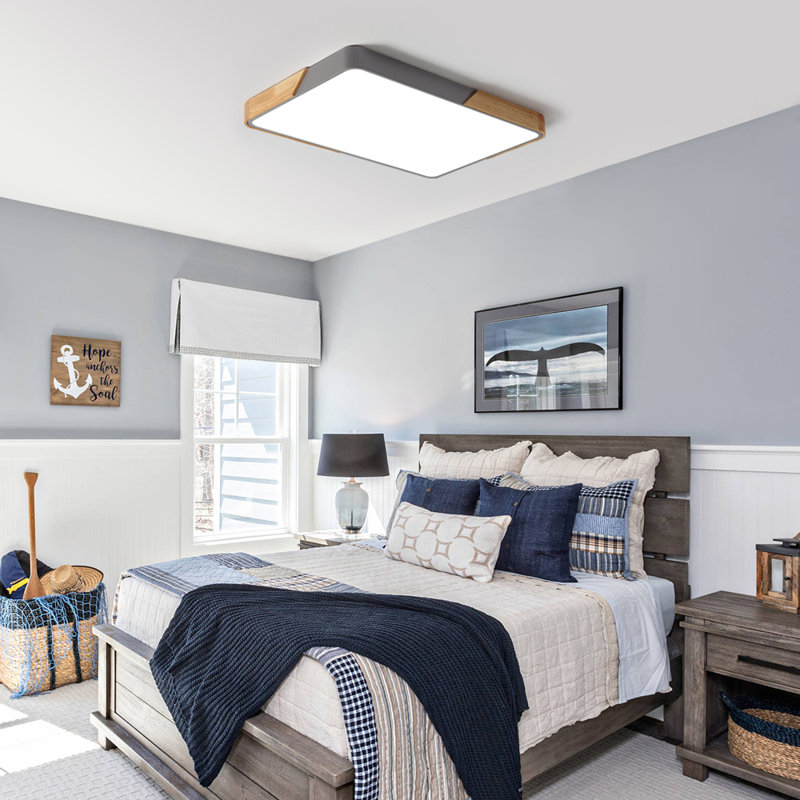 Kita 1 - Light Rectangle Dimmable LED Flush Mount, Gray/Natural