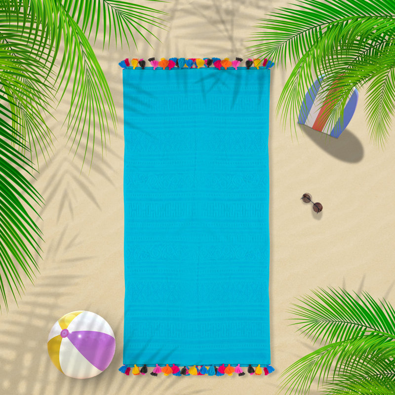 Novie Cotton Beach Towel, Aqua