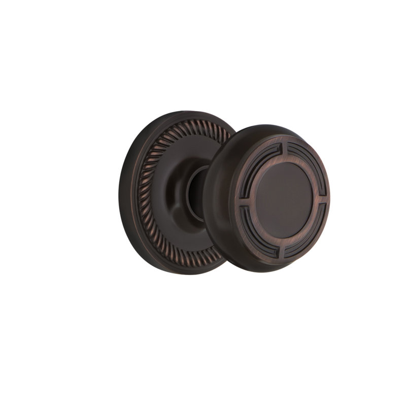 Rosette en corde avec bouton de porte Mission, Bronze intemporel