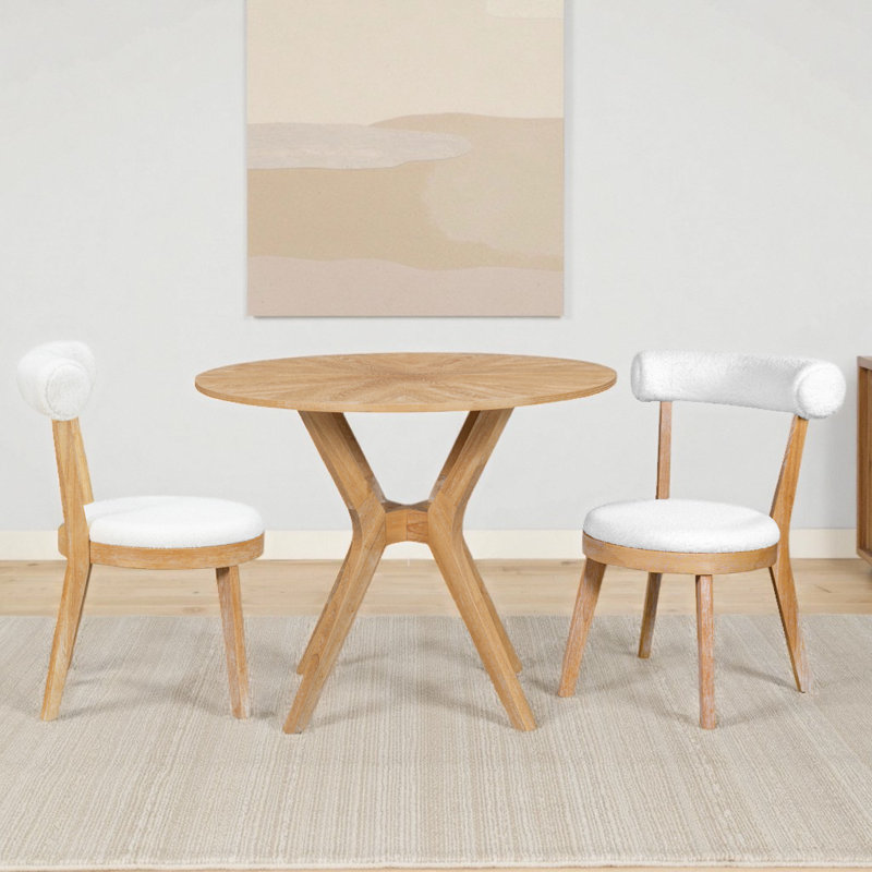 Ensemble de table de salle à manger en bois Mid-Century moderne avec 2 chaises