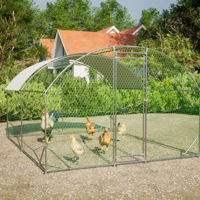 Large Chicken Coop Metal Run, Waterproof & , 9.84'x13.12'x6.56', Safe For Pets, Galvanized Pipe, Walk-in Design Run With Water Resistance, Spacious Yard Farm House, 1" Tube Diameter, Lockable Secure