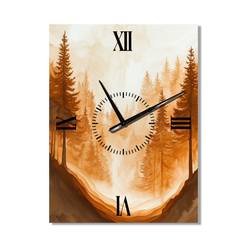 Horloge murale Japandi Latte Forest Mist Glow II, H 32 po x l 24 po - Rectangle
