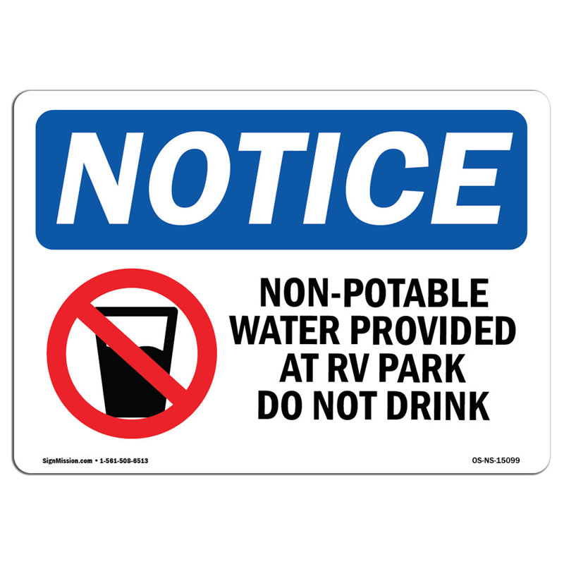 Eau non potable fournie à l'enseigne avec le symbole
