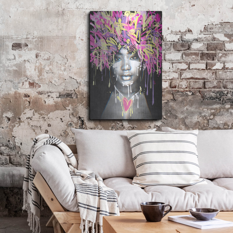 «Graffiti cheveux» par Svetlana Aleynikova, art mural en métal, H 36 po x l 24 po