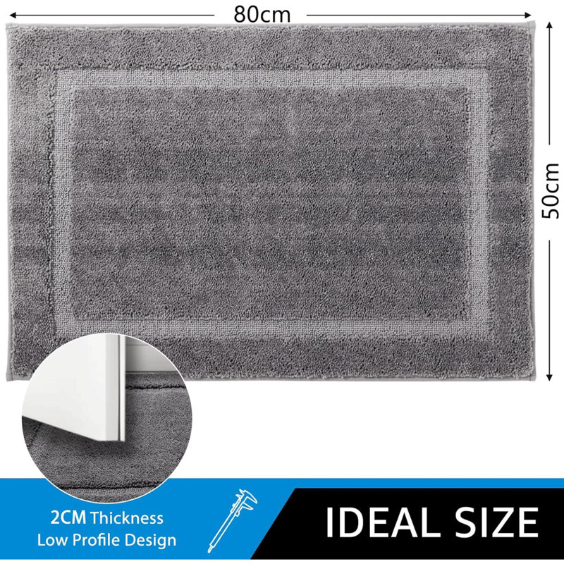 Indoor Door Mat 50 X 80 Cm Dirt Trapper, Washable Inside Entry Rug, Doormats For Entryway, Non-Slip, Low-Profile, Super Absorbent Dog Mats For Muddy Paws, Pets, Gray