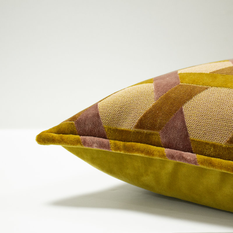 Delano Geometric Rectangular Cushion, Ochre/Blush