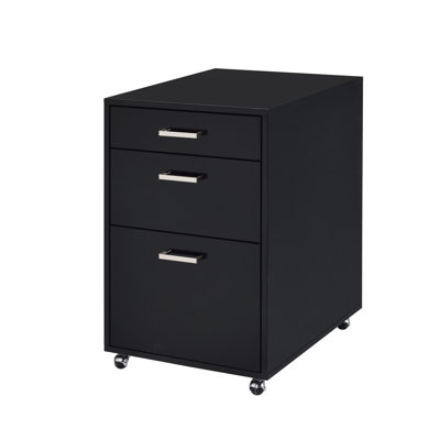 3 File Cabinet In Black - High Gloss & Detailing, , 18"X22"X28"H, No Assembly, 62 Lb, Caster Wheels For Smooth Mobility Rectangular Look, Fluent Movement