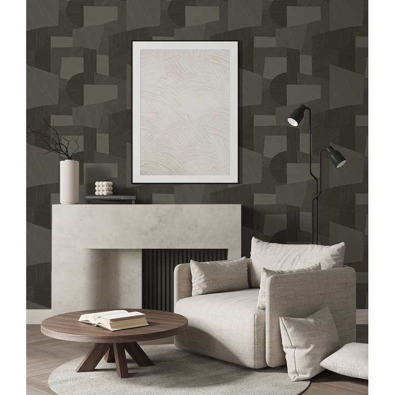 Papier peint ivoire Ivy Bronx Designs, Brun