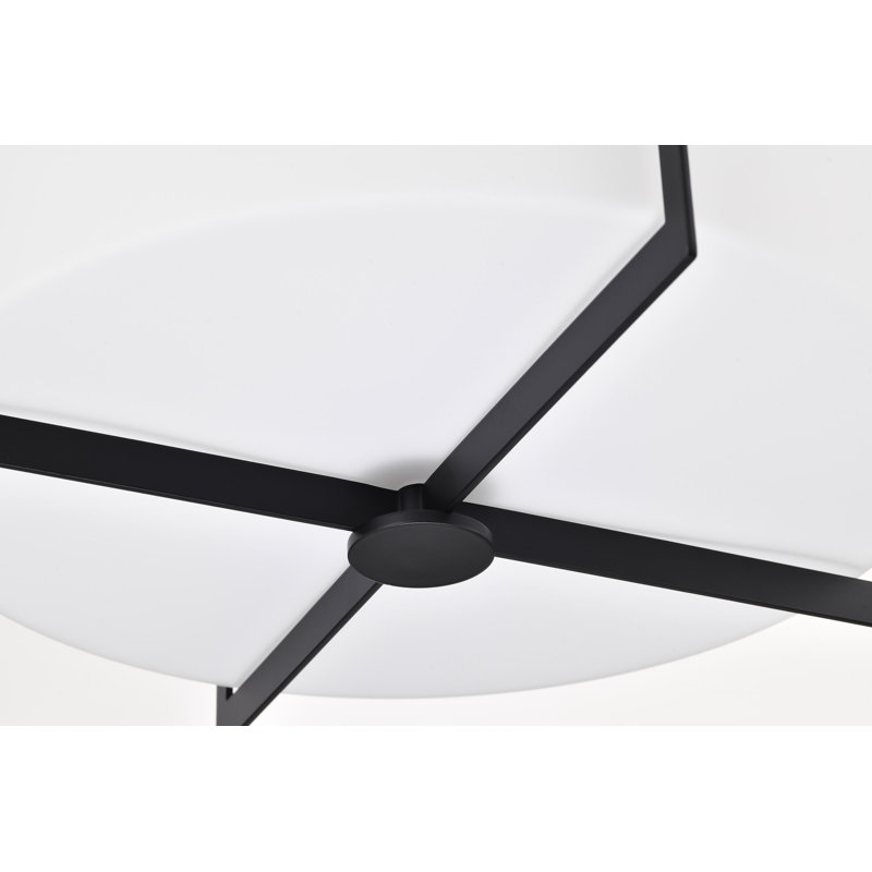 Roselle - Plafonnier encastré 15 po avec verre blanc, Noir mat