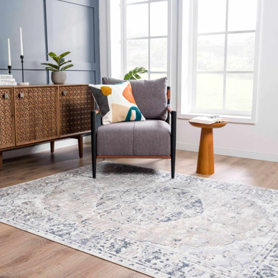 Oriental Machine Washable Oriental Pink Area Rug 