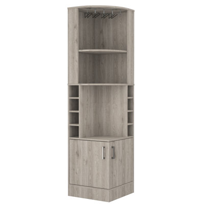 8 Gray Cabinet For Efficient Beverage Organization Freestanding Wine With Multiple Storage Options
