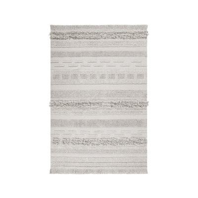 Early Hours Rectangle Striped Handmade Cotton Rug