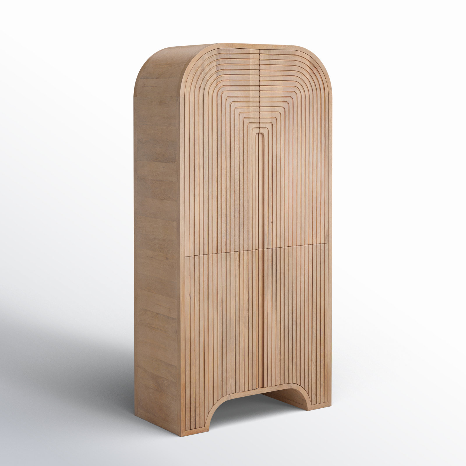 Shillington Reverse Fluted Light Brown Wood Curio Cabinet