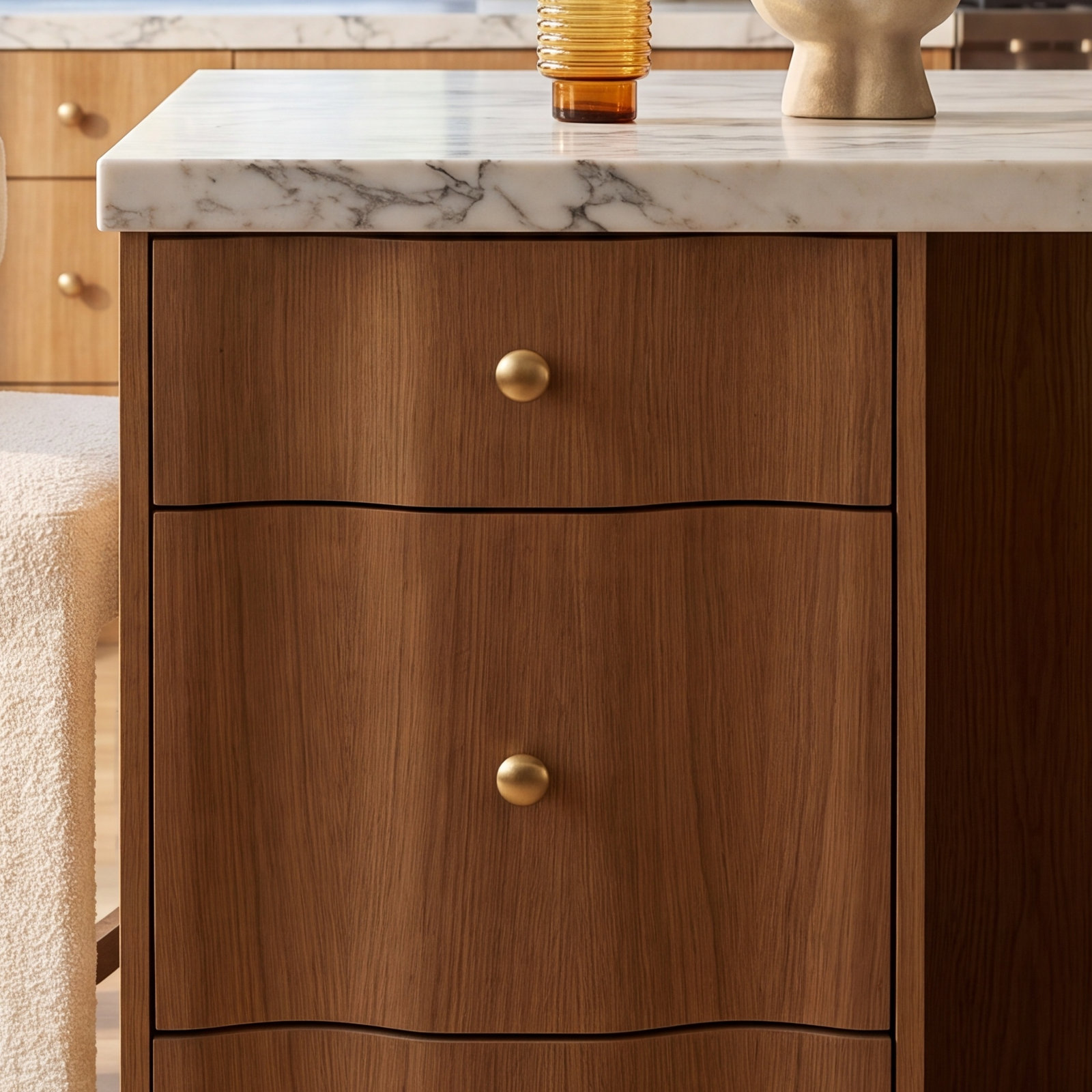Malin Round Cabinet Knob, Vibrant Brushed Moderne Brass