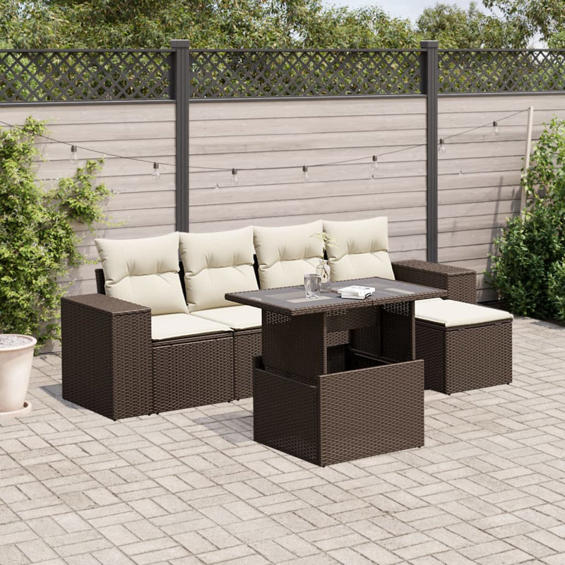 Ensemble de canapé de jardin Vidaxl brun, blanc crème