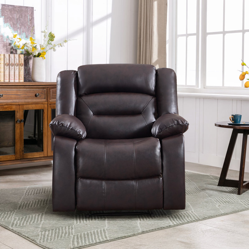 Brenaya 37" Wide Modern and Overstuffed Soft Breathable Faux Leather Power Standard Recliner with USB Port