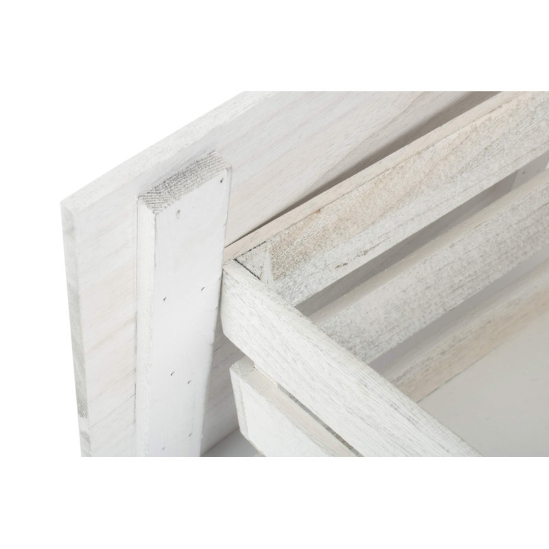 Slatted Wooden Storage Box, 17.5cm H x 25cm W x 35cm D, Natural