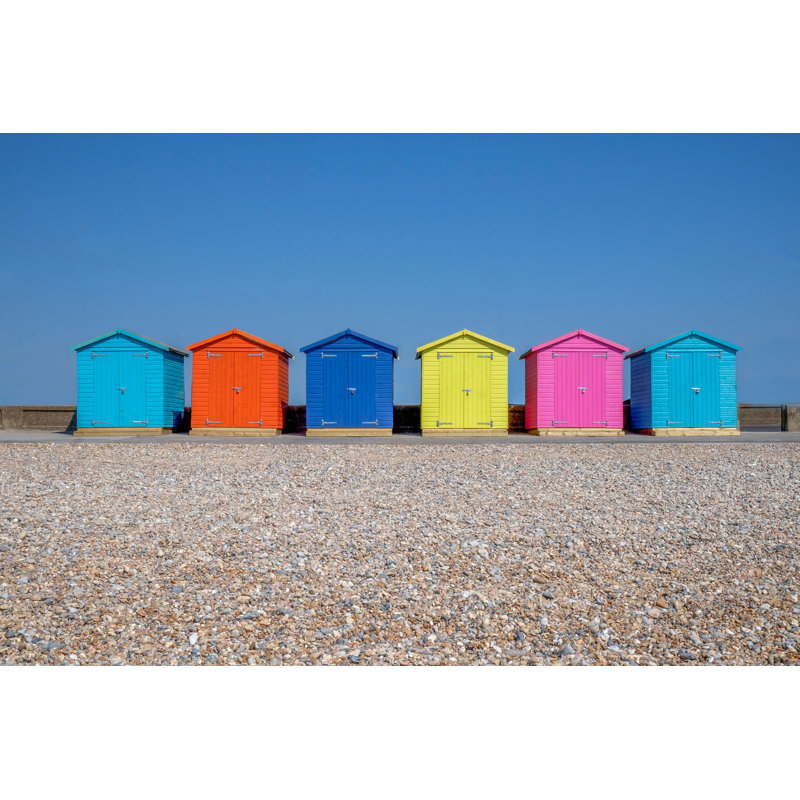 Colourful Beach Huts - Wrapped Canvas Print, 51cm H x 76cm W