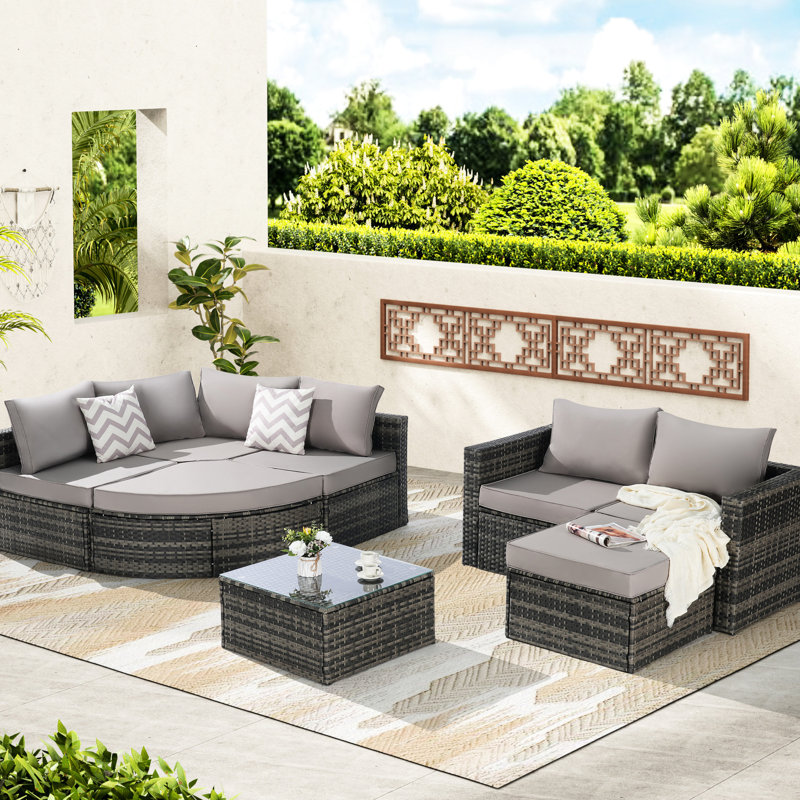 8 meubles d'extérieur - modulaire avec et respirant pour les coussins de sel de 8 pièces près de la piscine