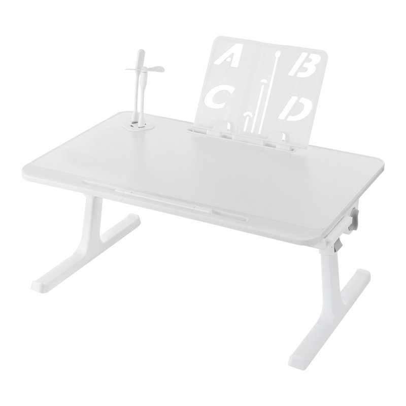 Foldable Rectangular Bed Laptop Tray Adjustable Height, White