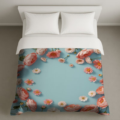 Housses de couette à fleurs roses et blanches