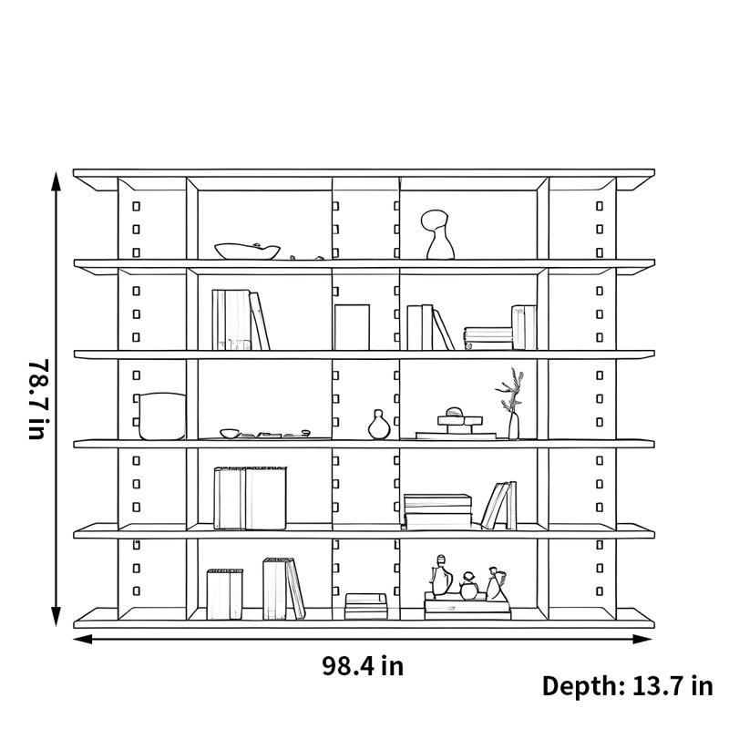 Une bibliothèque aux tendances personnalisées, (5 tablettes) H 78,7 po x l 98,4 po x P 13,7 po