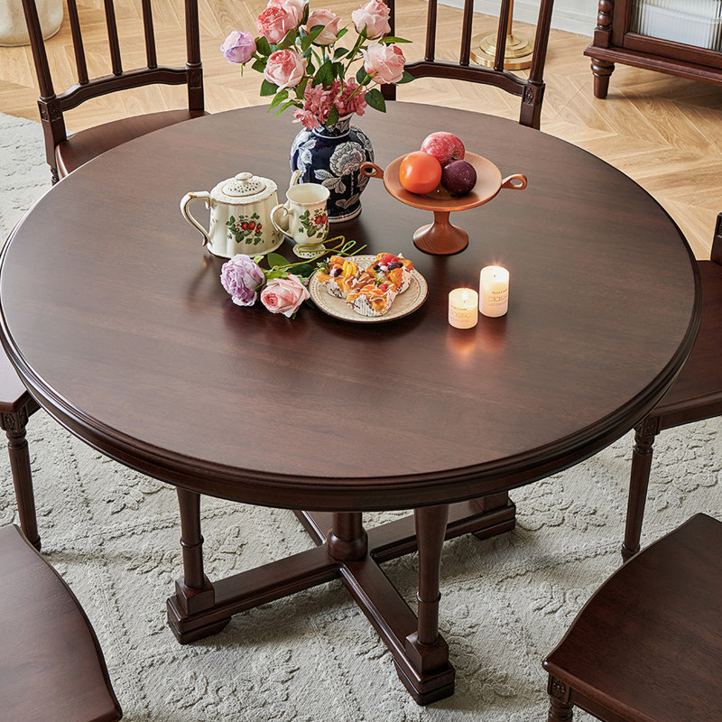 Sturdy Solid Wood Round Dining Table Sets., 29.92”H x 47.24”L x 47.24”W