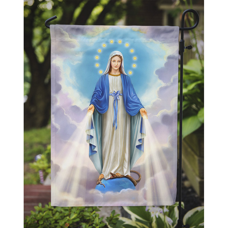 Multicolor Polyester Religious Blessed Virgin Mother Mary Garden Flag