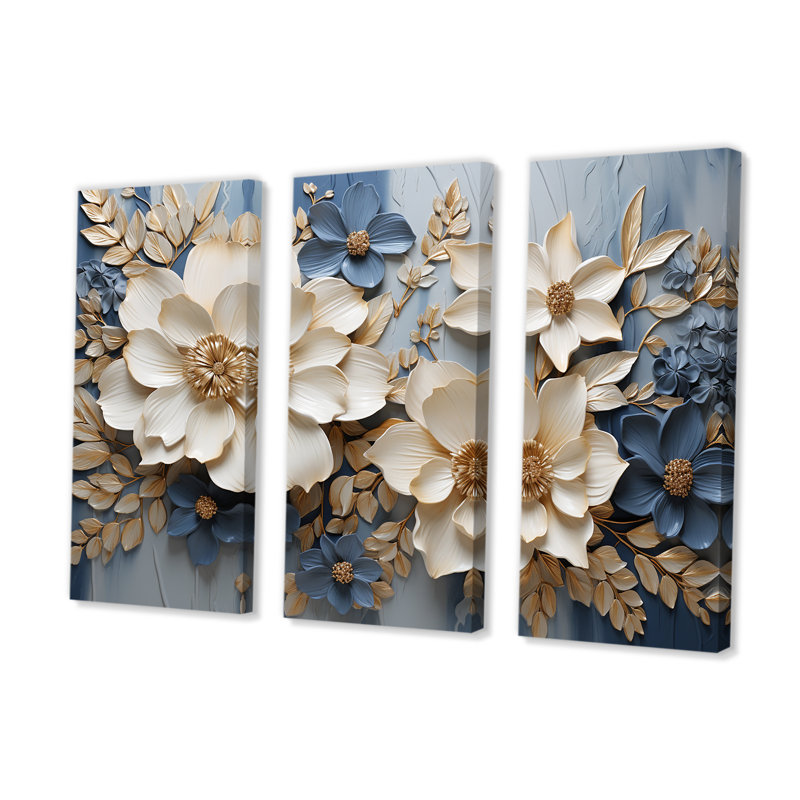Askerby - Ensemble d'art sur toile fleurs saisonnières, H 32 po x l 48 po x P 1 po