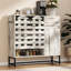 Console de bar rustique vintage de 113 cm avec portes et tiroir pour salon, cuisine - Meuble de rangement pour ustensiles de cuisine, étagères ouvertes pour chambre, blanc vieilli, grande durabilité