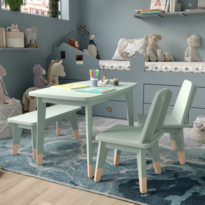Ensemble de conversation en bois pour enfants 4 pièces avec table, 2 chaises et banc pour 2
