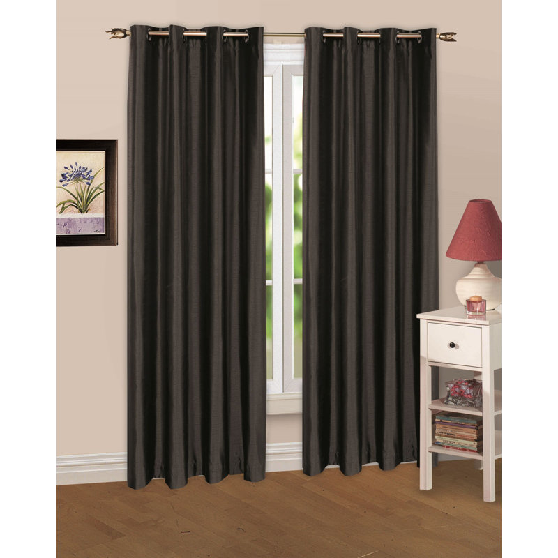 Irondale Semi Sheer Curtain Pair, Width 168 x Drop 137 cm, Black