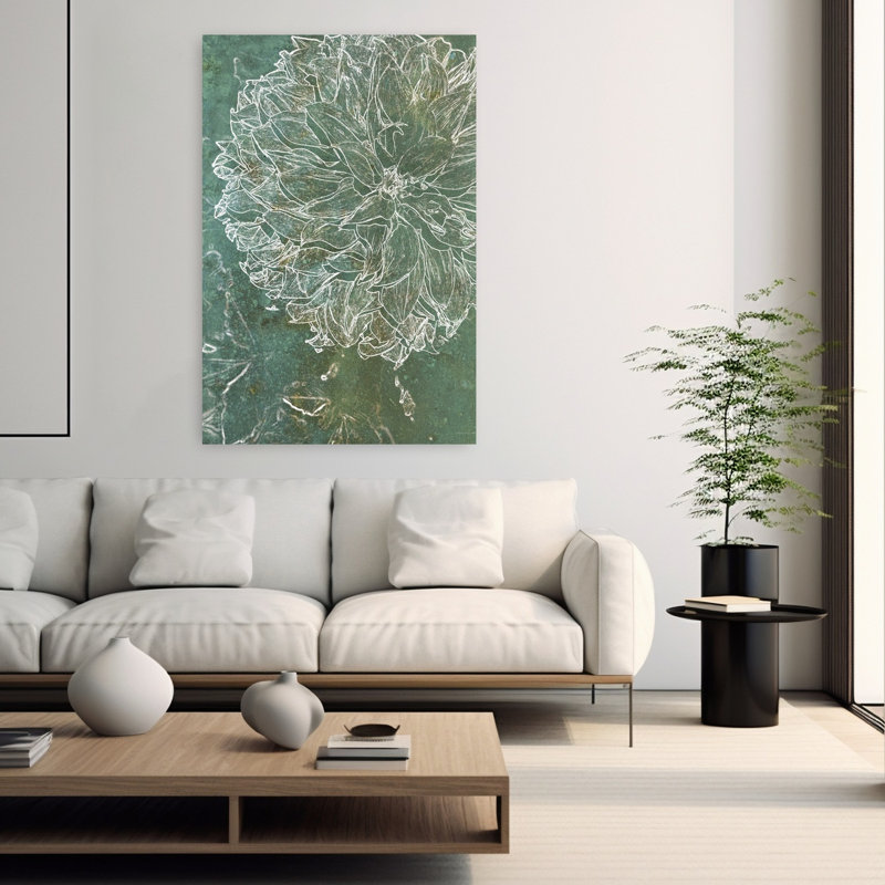 Art floral contemporain abstrait, H 60 po x l 40 po