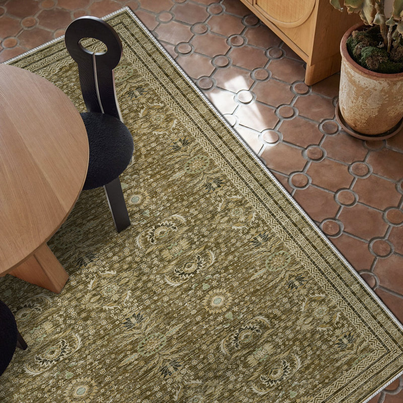 Floral Distressed Indoor Stain Resistant Non-Shedding Rugs for Living Room, Rectangle 5' x 8'