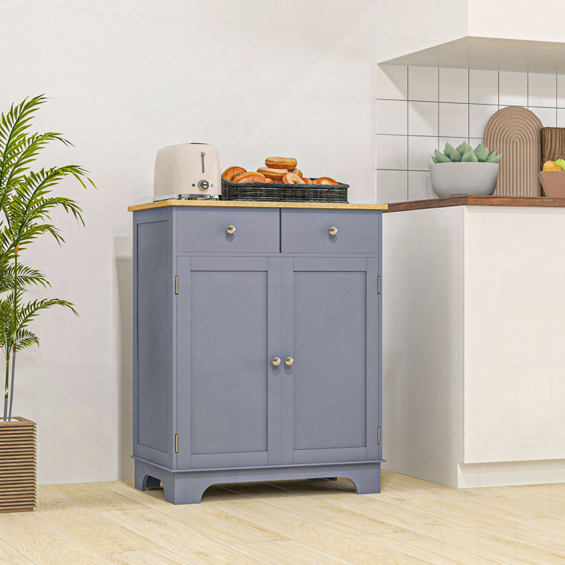 Buffet avec porte et armoire à 2 tiroirs, Gris