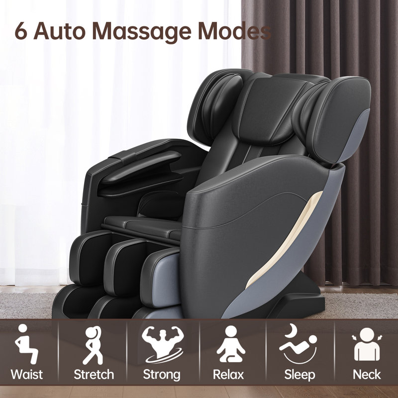 Fauteuil de massage chauffant pour le corps Favor-SS05 avec mode zéro gravité et lecteur de musique Bluetooth, Bleu / Noir