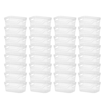 Bac de rangement ouvert de 5,25 po x 9,5 po x 13 po avec poignées de transport, Sterilite, transparent (paquet de 32)