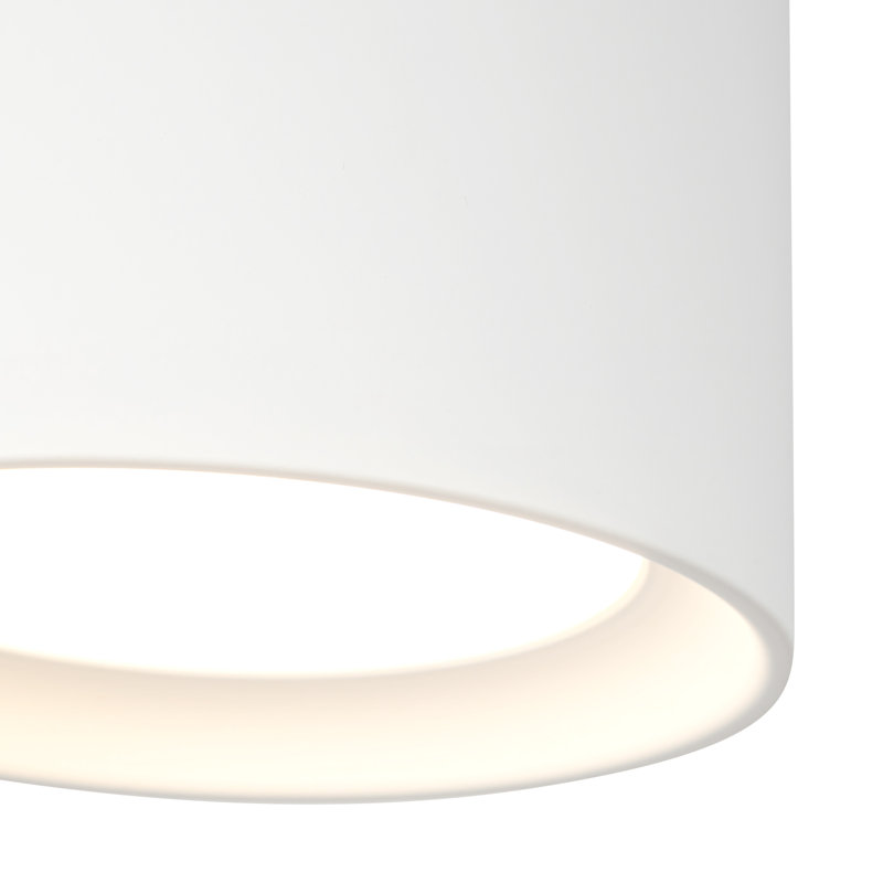 Uma 7-in Black dimmable LED Semi-Flush Mount, White, Height 6 in