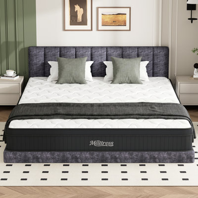 12 Inch King Mattress,Hybrid Pocket Spring Mattress in a Box, Medium Firm, Fiberglass Free, Edge Support & Back Pain Relief for Home Bedroom,White