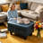 28.5" Wide Denim Blue Faux Leather Storage Ottoman,  Multi-Use Stool for Living Room, Bedroom & Entryway-1418637424