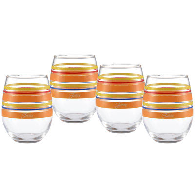 Fiesta® Sienna Sunset Stripes Stemless Wine Glass Set Of 4
