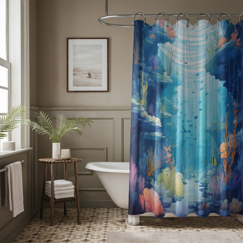 Rideau de douche standard 1 pièce Hidden Sea Wonders, H 74 po x l 71 po